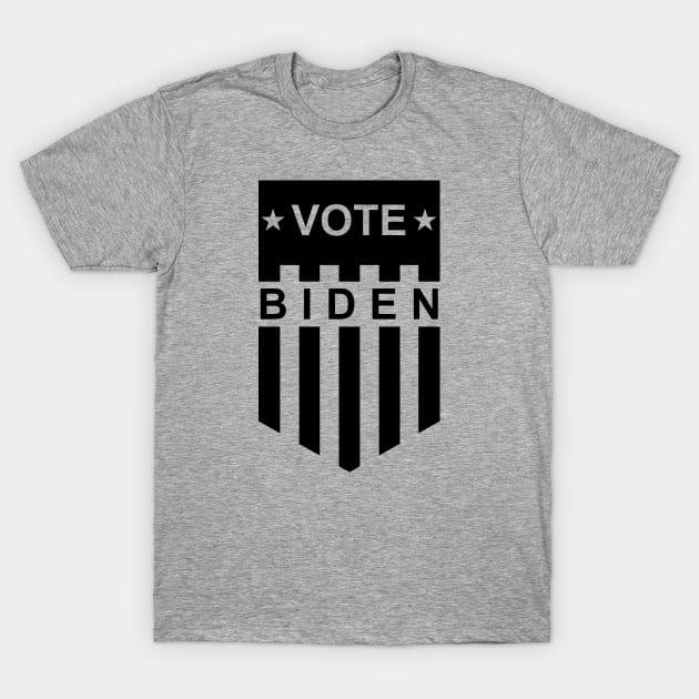 Vote Biden American Flag Shield - White and Black T-Shirt by drunkparrotgraphics